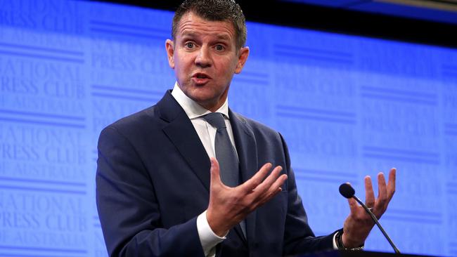 NSW Premier Mike Baird addresses the National Press Club in Canberra. Picture: Kym Smith