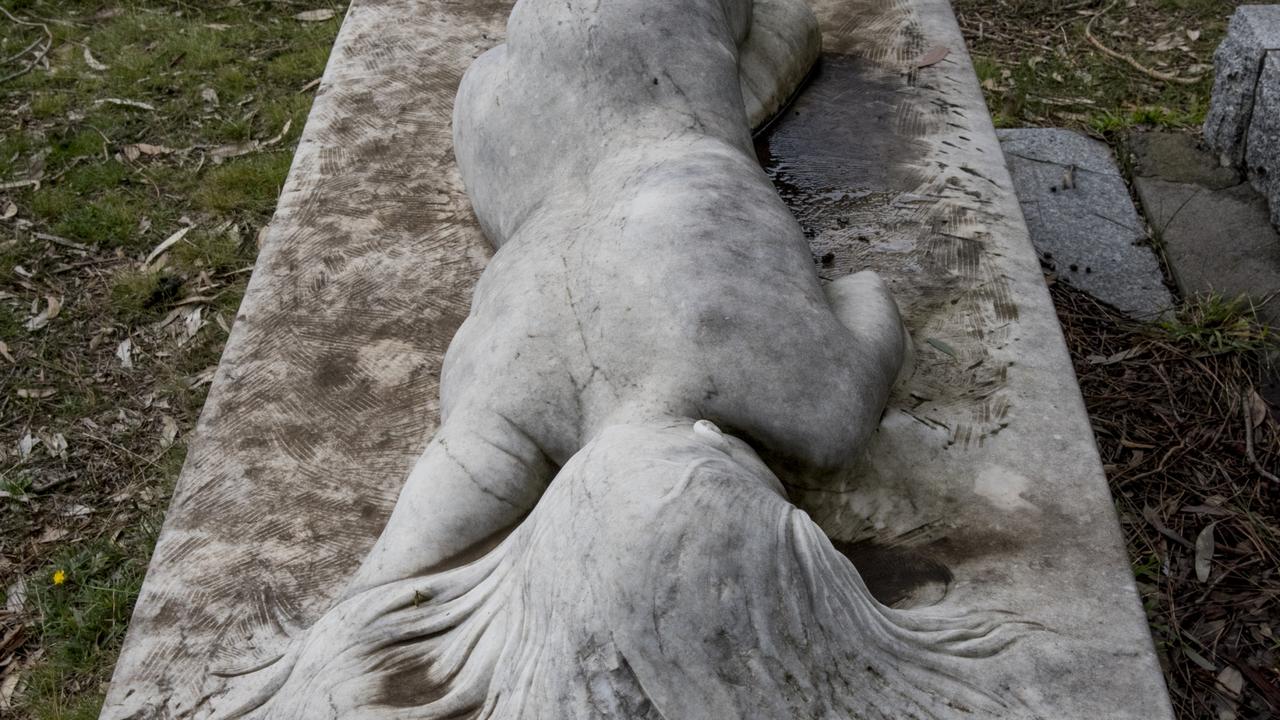 Schipperheyn’s carving for Laurence Matheson's grave at Macedon Cemetery in Victoria. Picture: Jesse Marlow.