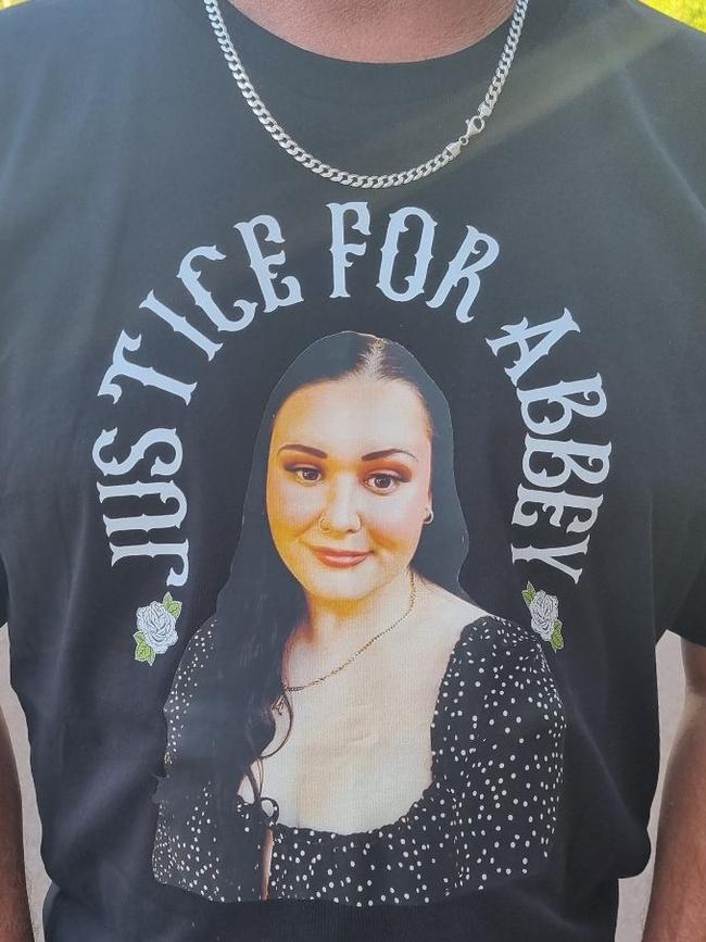 Dozens of the supporters were wearing these shirts, with a picture of the 21-year-old and ‘JUSTICE FOR ABBEY’ emblazoned above.