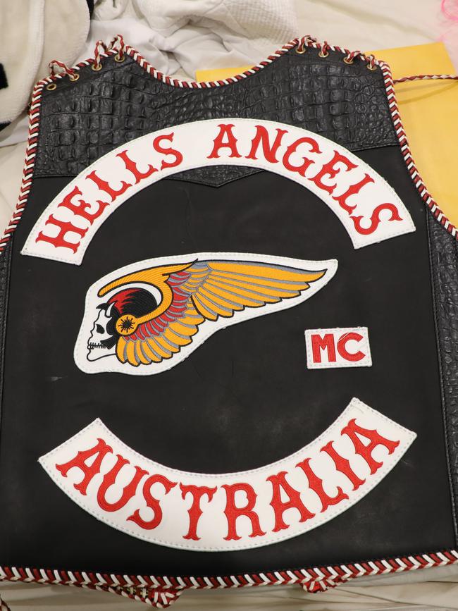 A Hells Angels cut was seized at Fahey’s home in Five Dock. Picture: NSW Police