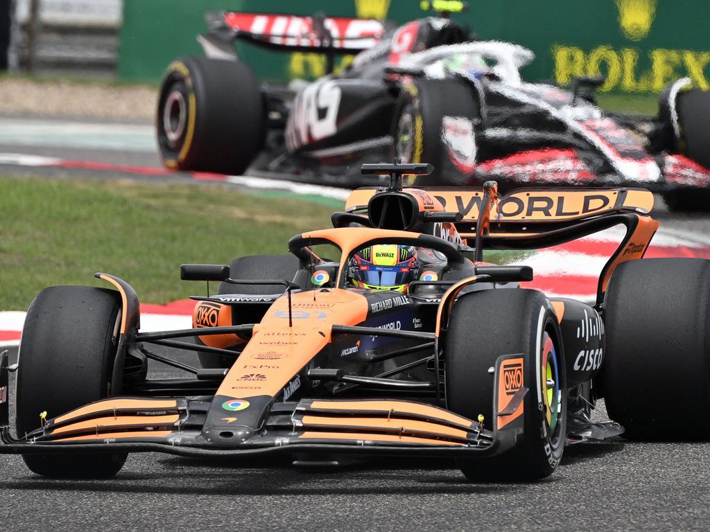 McLaren's Australian driver Oscar Piastri drives during the first practice session. Picture: AFP