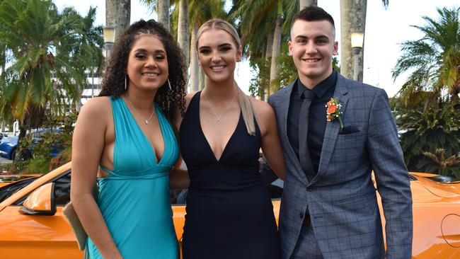 Tara Cortis, Kayla Doherty and Zac McGrath at the Mackay State High School formal at the MECC, on Wednesday November 18. Picture: Zizi Averill