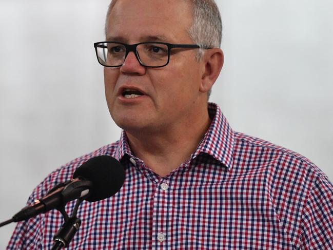 Australian Prime Minister Scott Morrison is seen during a visit to the main operating base in the Middle east on Thursday, December 20, 2018. (AAP Image/David Mariuz) NO ARCHIVING