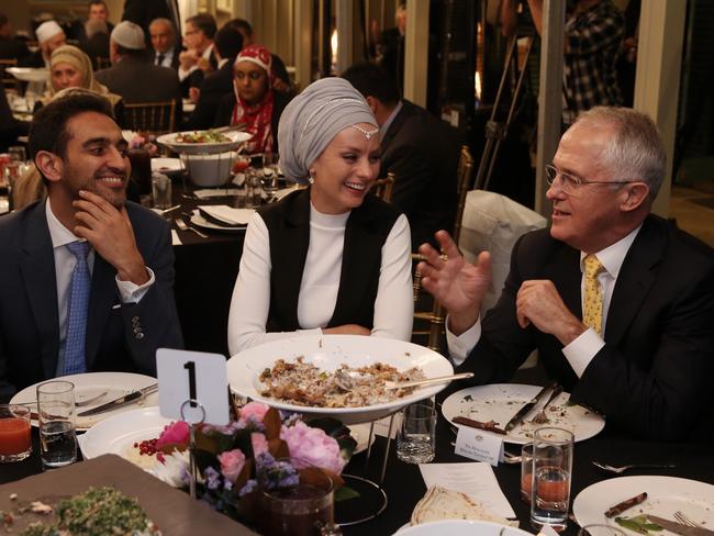 Prime Minister Malcolm Turnbull hosted an Iftar dinner celebrating Ramadan at Kirribilli House in Sydney on Thursday 16 June 2016. Guests included broadcaster Waleed Aly and his wife Susan Carland. Picture: Andrew Meares / Fairfax Media
