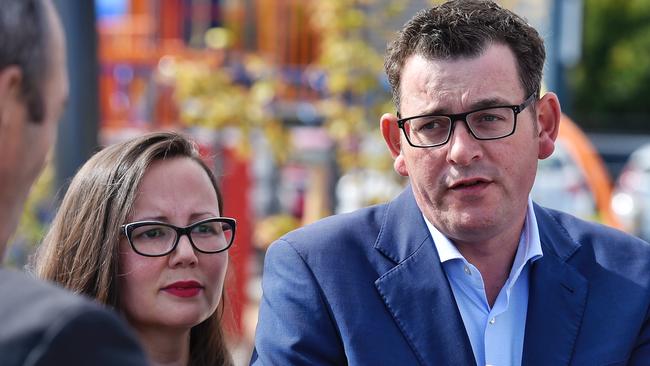 Harriet Shing with Premier Daniel Andrews. Picture: Jason Edwards