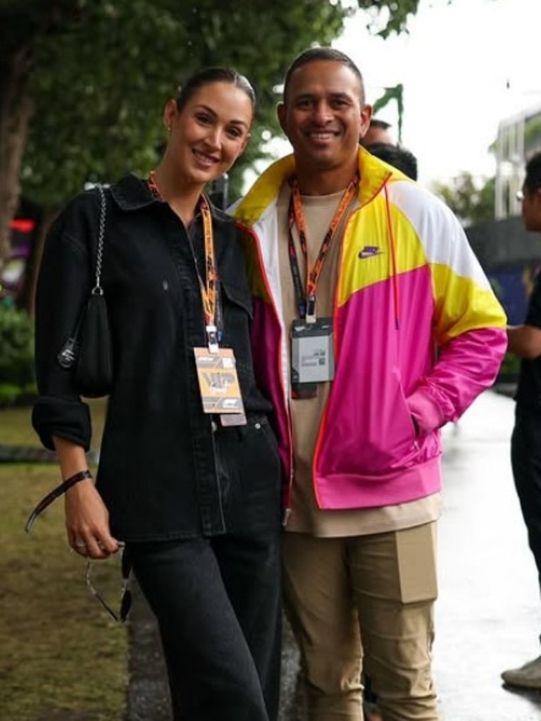 Rachel and Usman Khawaja at the F1 in Melbourne. Photo: Instagram.