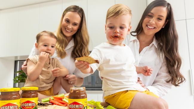 Happy little vegemites ... Keri Morrison, with son Maxwell, and Jade Smith,,son Oliver. Picture: supplied