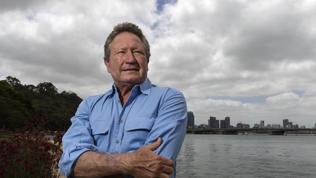 Andrew Forrest, pictured along the Swan River in Perth, has written a letter to Facebook CEO Mark Zuckerberg criticising his lack of action over fake ads. Picture: Marie Nirme