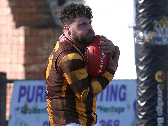 RDFNL: Lancefield v Woodend-Hesket: Josh Pound of Woodend-Hesket at Lancefield Park on Saturday July 8, 2023 in Lancefield, Australia.Photo: Hamish Blair