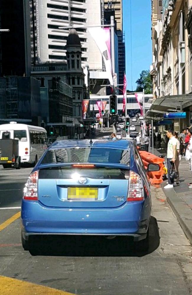 A car parked illegally on King St in the Sydney CBD. Picture: Supplied