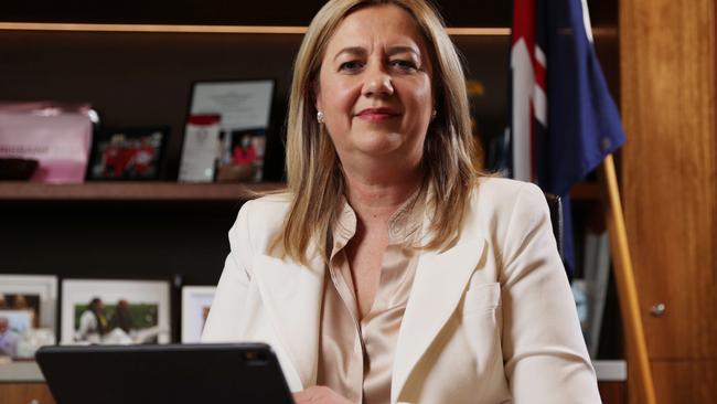 Annastacia Palaszczuk in her office at the Tower of Power. Picture: Lachie Millard