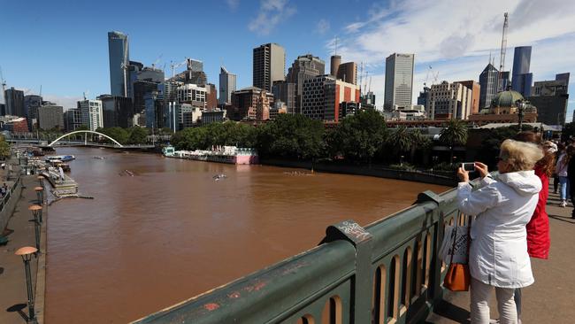 Most people crossing the river stopped to take photos. Picture: Alex Coppel