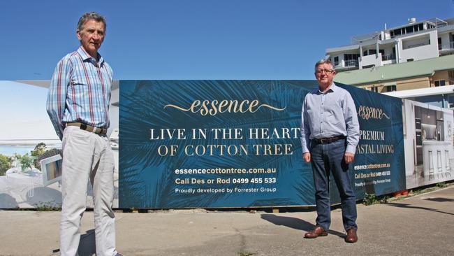 Rod Forrester, left, at a Cotton Tree development.