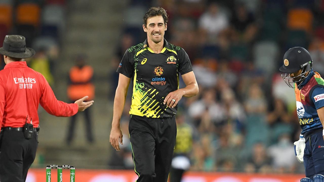 Starc has the chance to put his feet up before he heads to Pakistan. (Photo by Saeed Khan / AFP)