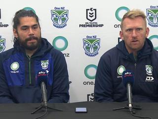 Tohu Harris and Andrew Webster speak after the Warriors beat the Broncos.