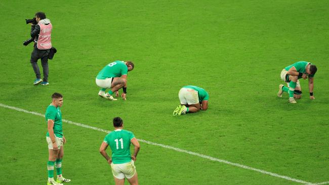 Ireland's team players react after being knocked out of the World Cup. Picture: AFP