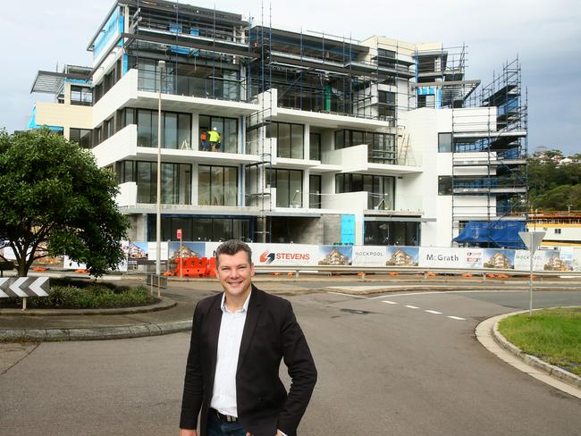 An earlier image of Caine King during construction of the Rockpool apartment development. Picture: Peter Clark