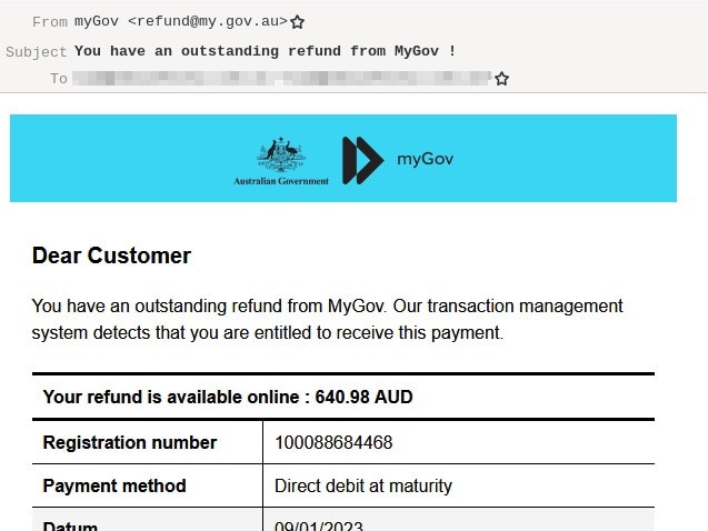 Scam warning issued over myGov email