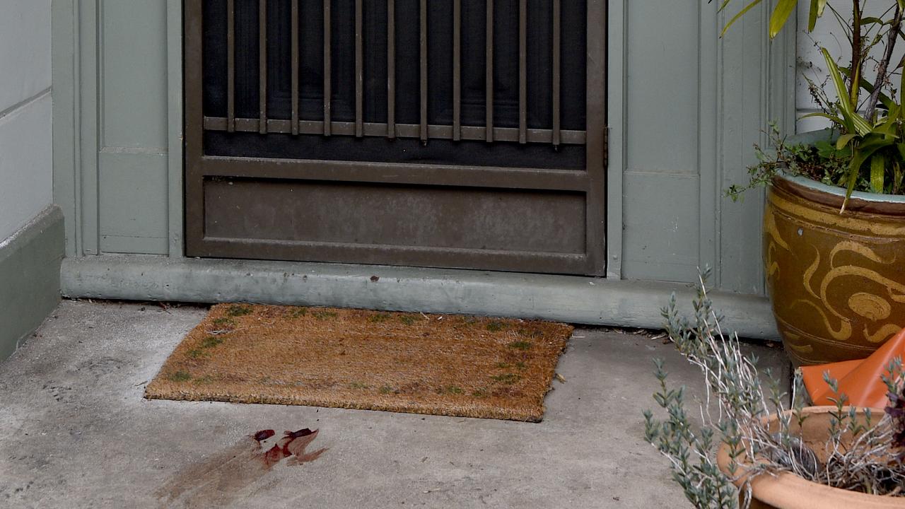 Blood on the ground outside the home. Picture: NCA NewsWire / Andrew Henshaw