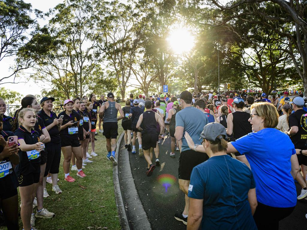 4km event participants cheer on the start of the 10km event of Peak2Park fun run, Sunday, March 2, 2025. Picture: Kevin Farmer