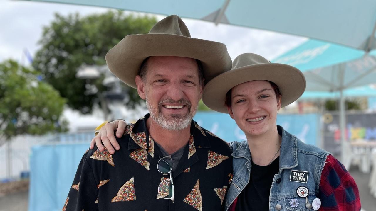 Andrew Heaphy, left, and Aspen Heaphy, right, at the 2022 Caloundra Music Festival. Picture: Asa Andersen.