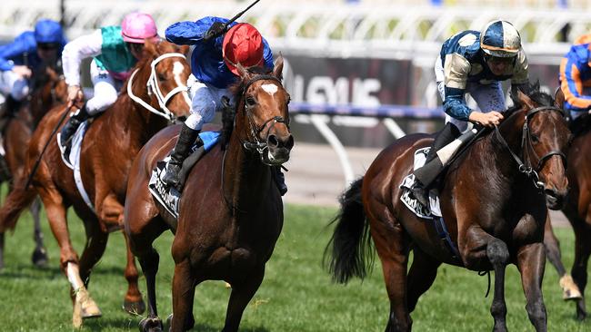 Cross Counter led home an English-trained trifecta in the Melbourne Cup. Picture: AAP