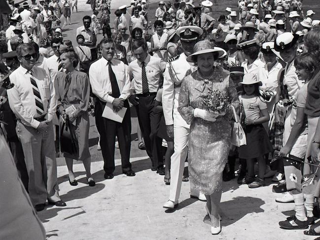 Queen Elizabeth opens Larrakeyah Navy base in Darwin in October 1982. Picture: Clive Hyde