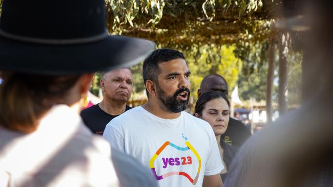 Yes23 campaign director Dean Parkin speaking at the Garma festival on the weekend. Picture: Getty Images