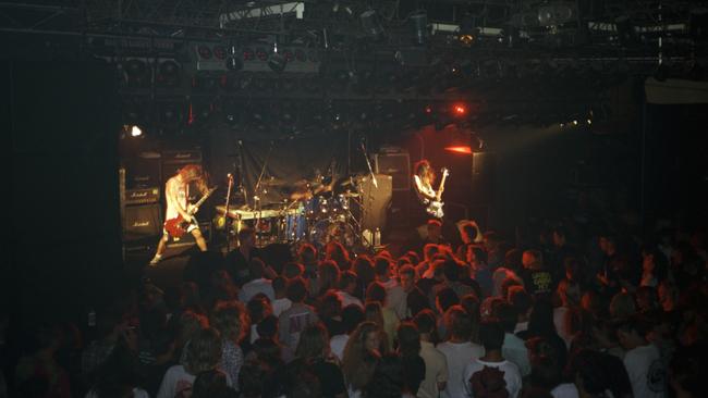 The Hard-Ons playing live on stage during the 80s. Picture: Supplied