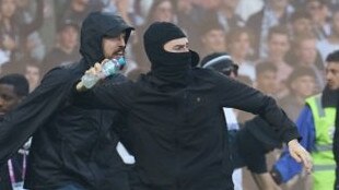 Police released images on Sunday of men they would like to speak with over the AAMI Park chaos at Saturday night's Melbourne Derby. Picture: Supplied Victoria Police,