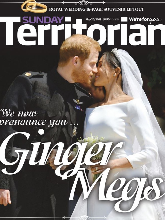 NT News front page, May 20, 2018. Meghan and Harry’s Royal Wedding.