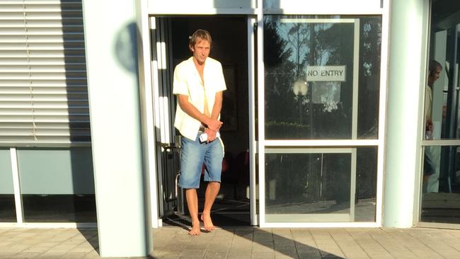 Hainsworth emerged from court barefoot after his big night.