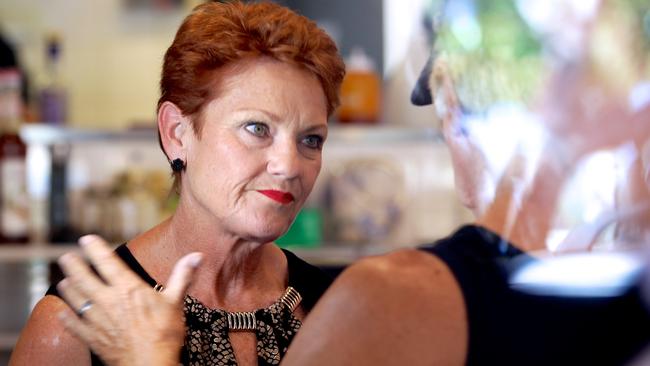 One Nation leader Pauline Hanson during a visit to Mandurah, south of Perth, today. AAP Image