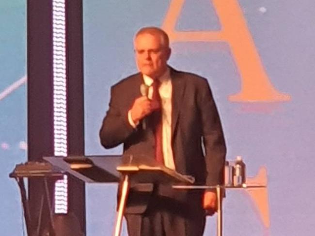 Prime Minister Scott Morrison speaks at a national Christian convention on the Gold Coast last week. Source - https://www.instagram.com/p/CN4bncoLoyR/