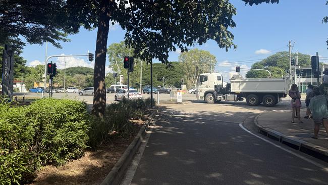 A truck was moved in to block the entrance to Riverway.