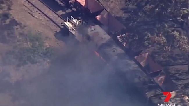 Fire has destroyed a rail carriage at the Richmond Vale Railway Museum near Kurri Kurri. Source: 7NEWS