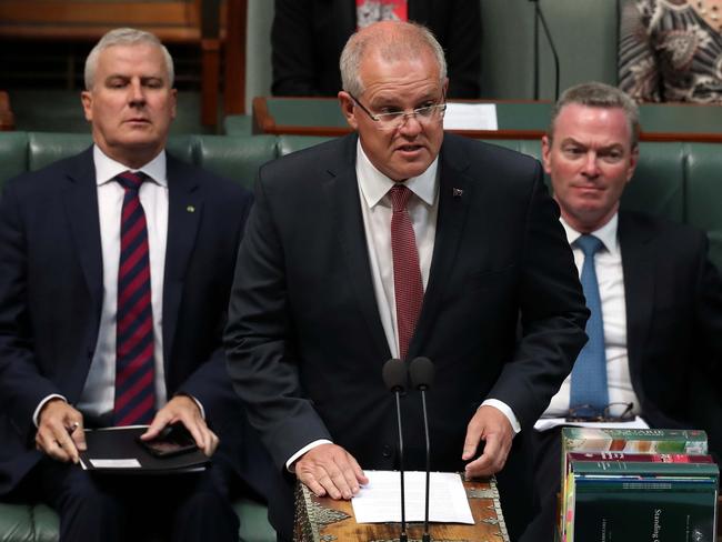 The Prime Minister Scott Morrison during a security statement in the House of Representatives in Parliament House in Canberra. Picture Gary Ramage