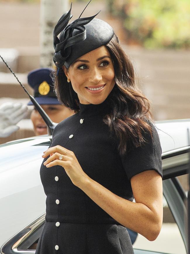 Meghan arrives for the official opening of the ANZAC Memorial in Hyde Park.