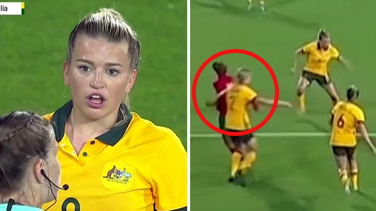 Charli Grant was stunned to receive an incorrect yellow card - but it was VERY lucky for the Matildas she did.