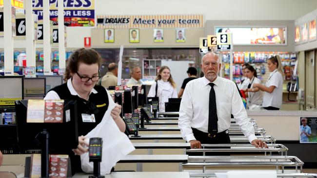 Roger Drake at one of his supermarkets in Torrensville, South Australia. Picture: Kelly Barnes/News Corp