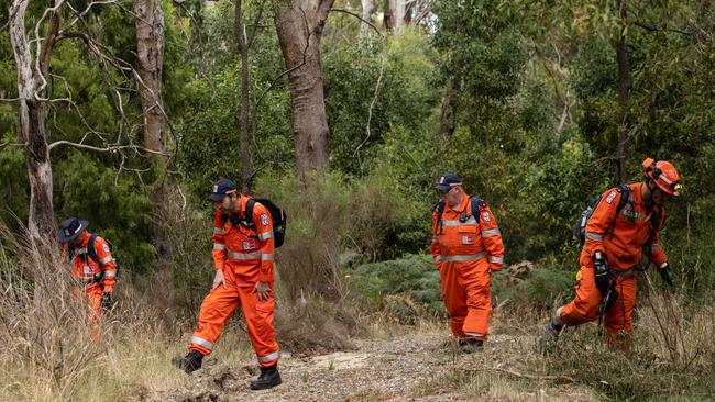 SES personnel search for clues in a forest near Samantha Murphy’s house in Ballarat on Wednesday. Picture: NCA NewsWire / Diego Fedele