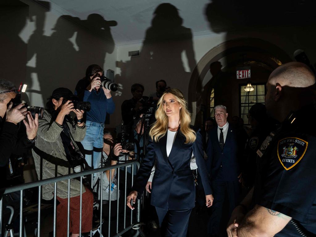 Ivanka Trump returns after a break in the Trump Organization civil fraud trial, at the New York State Supreme Court. After leaving the company in 2017 to become a White House adviser, Ivanka is not a co-defendant in the case. Picture: Adam Gray/AFP