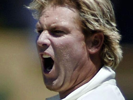 AUSTRALIA - DECEMBER 05:  Shane Warne, bowling for Australia, celebrates after claiming the wicket of England batsman Kevin Pietersen on day 5 of the second Ashes Test match at the Adelaide Oval in Adelaide, Australia, Tuesday, December 5, 2006. England collapsed to 89-5 at lunch on the final day of the second Ashes cricket Test in Adelaide, handing Australia the chance of winning a match bookmakers had written off as a draw this morning.  (Photo by Jack Atley/Bloomberg via Getty Images)