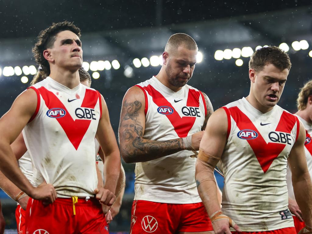 The Swans are facing a bottom-four finish less than a year after making the grand final. Picture: Dylan Burns/AFL Photos via Getty Images