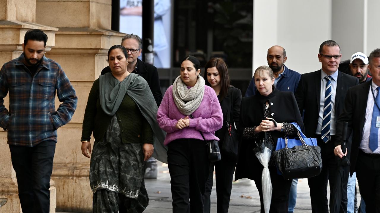 The Family of Jasmeen Kaur, the victim of Tarikjot Singh arrive at a previous hearing in the district court in Adelaide. Picture: NCA NewsWire/ Naomi Jellicoe