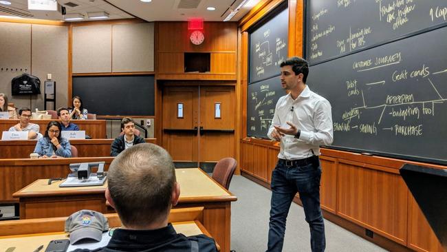 Afterpay’s Nick Molnar lecturing at Harvard in 2019.