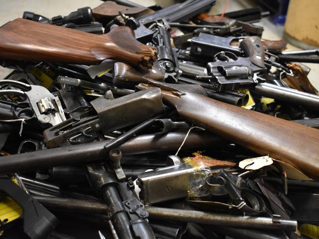 Weapons, including guns seized under firearms prohibition orders.