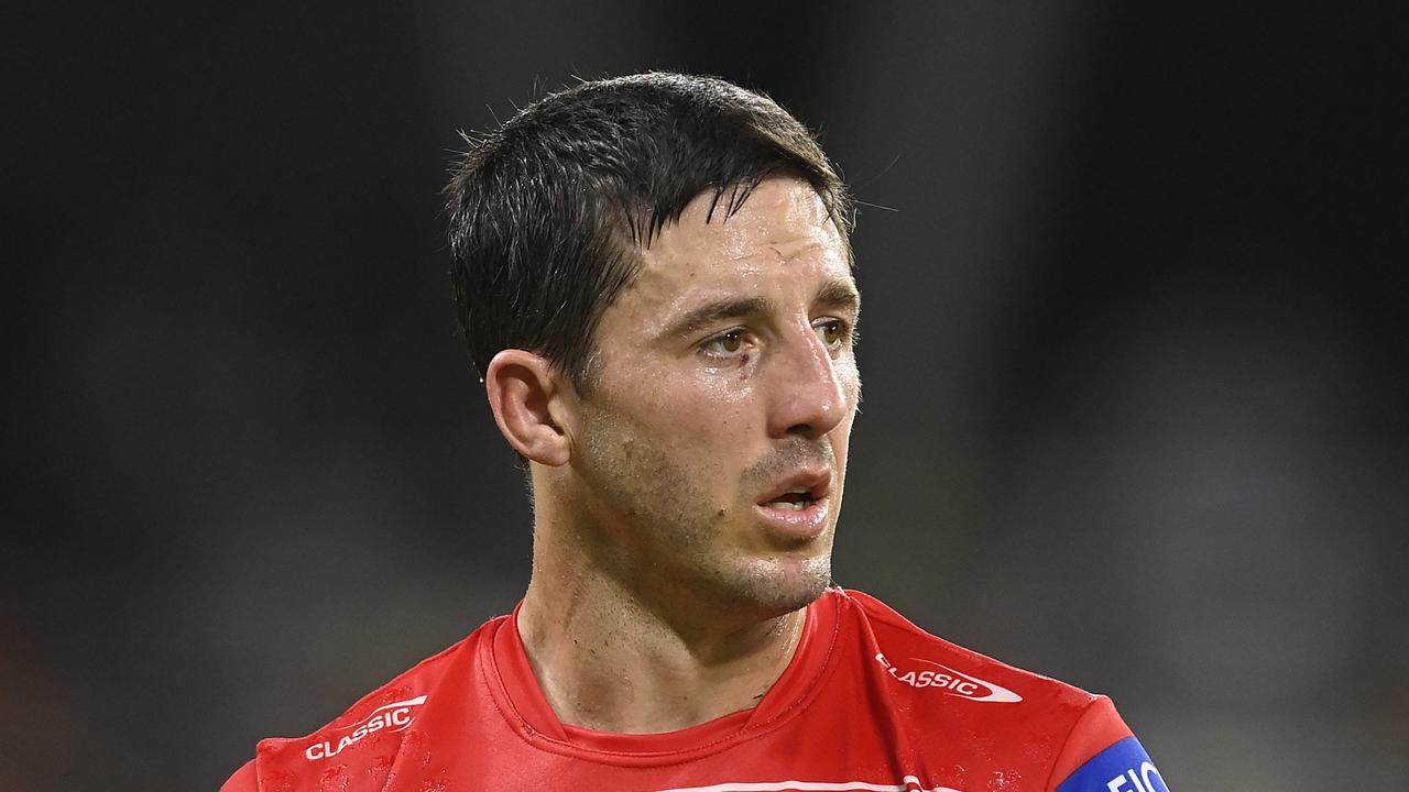 TOWNSVILLE, AUSTRALIA - MAY 13: Ben Hunt of the Dragons loduring the round 11 NRL match between North Queensland Cowboys and St George Illawarra Dragons at Qld Country Bank Stadium on May 13, 2023 in Townsville, Australia. (Photo by Ian Hitchcock/Getty Images)