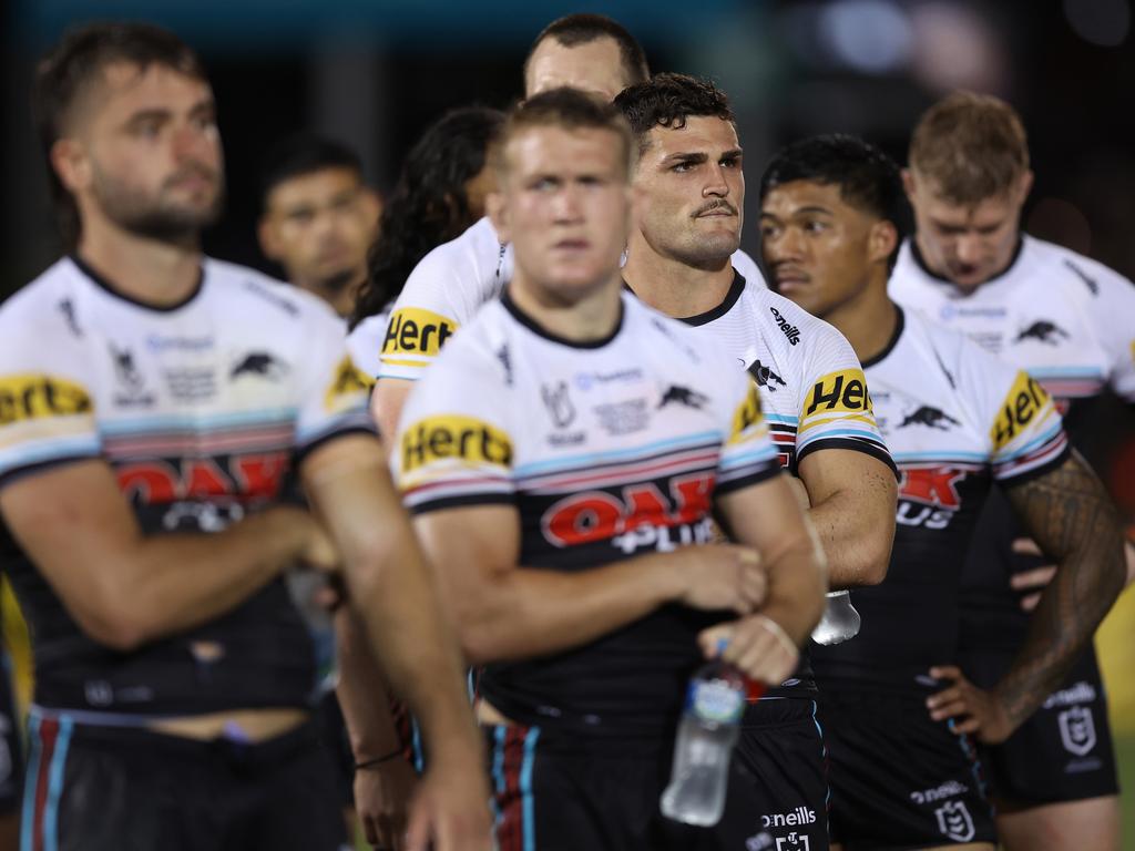 Nathan Cleary of the Panthers looks dejected after defeat during the World Club Challenge match against St Helens. Picture: Getty Images