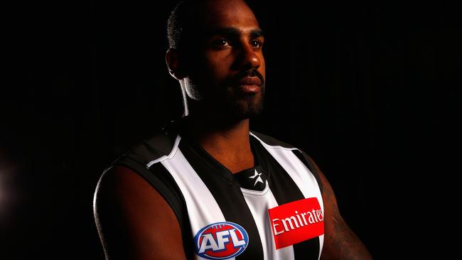 Heritier Lumumba as a Collingwood player in 2014.